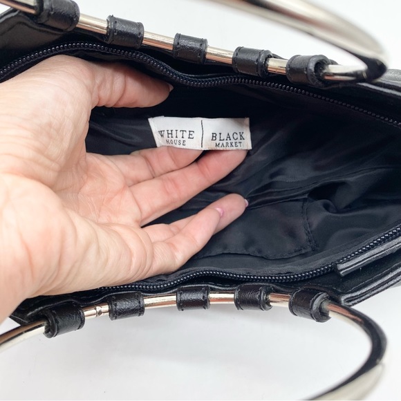 WHBM Black Faux Leather Zipper Handbag - Picture 6 of 11